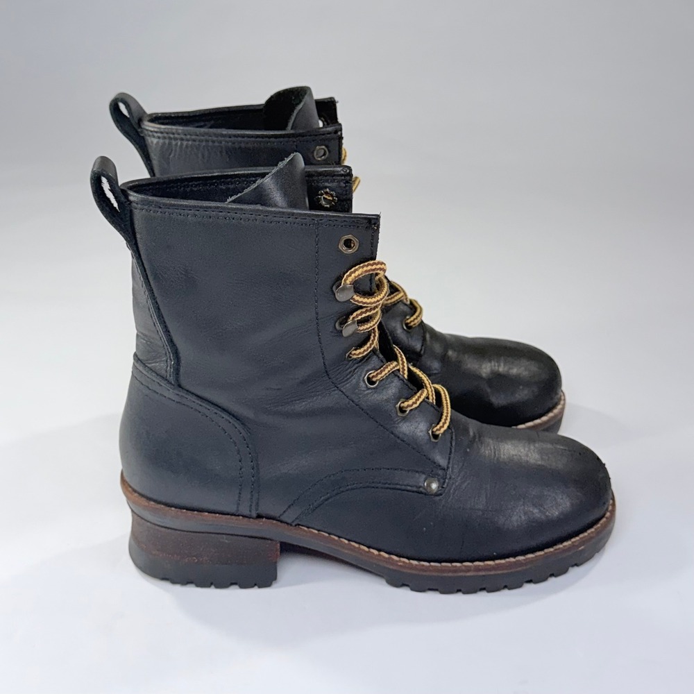 Vintage MIA Combat Logger Boot Women 10M Black Leather Y2K Grunge Goth Punk Moto